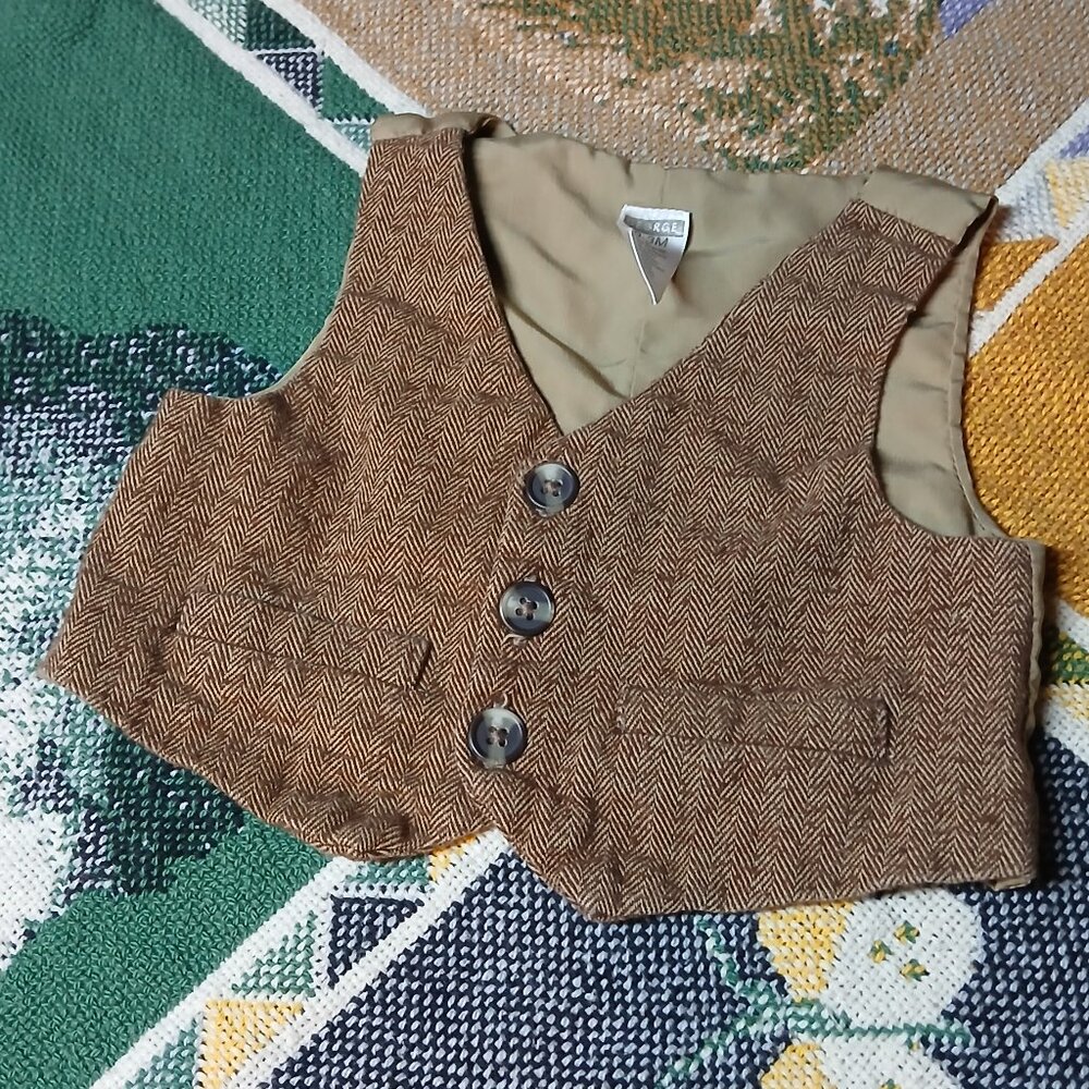 George 0-3M Infant Baby Tan Brown Button Down Vest